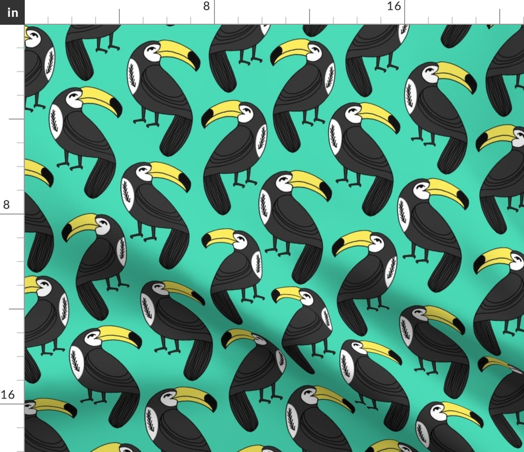 toucans // toucan fabric bright green summer bird tropical toucan print