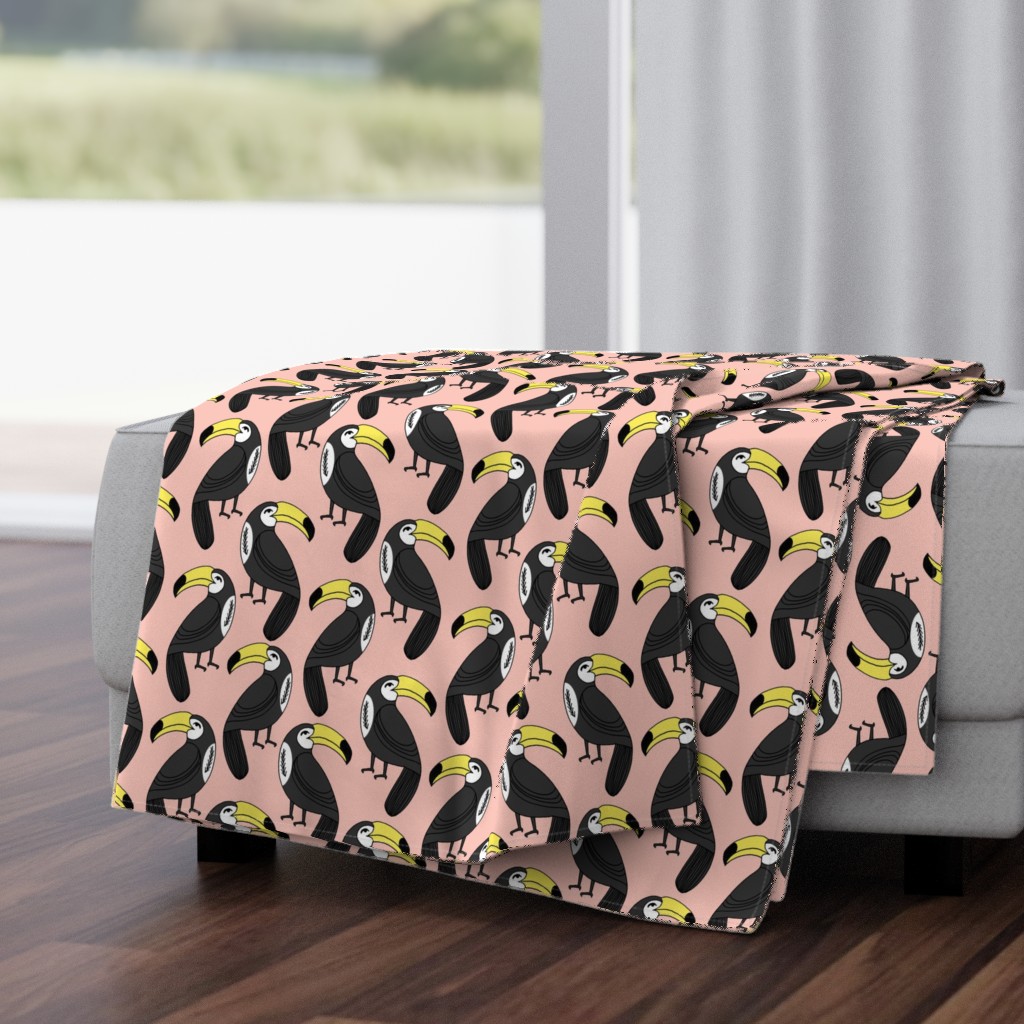 toucans // pink blush cute toucan bird tropical birds bird fabric