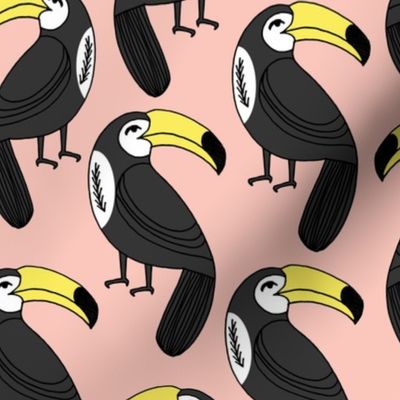 toucans // pink blush cute toucan bird tropical birds bird fabric