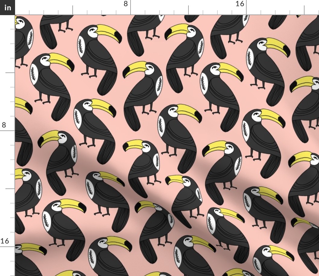 toucans // pink blush cute toucan bird tropical birds bird fabric