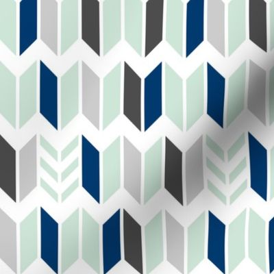 Mint Navy Gray Chevron Slices