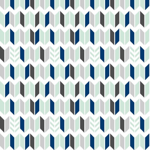 Mint Navy Gray Chevron Slices