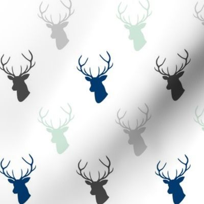 Mint Navy Gray Deer half scale