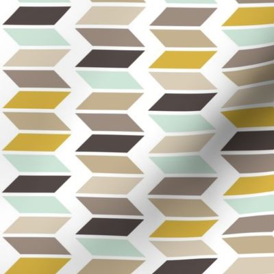 Chevron Slices Mint & Gold 90 deg