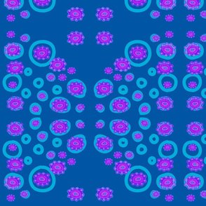 Purple flowers with blue dots