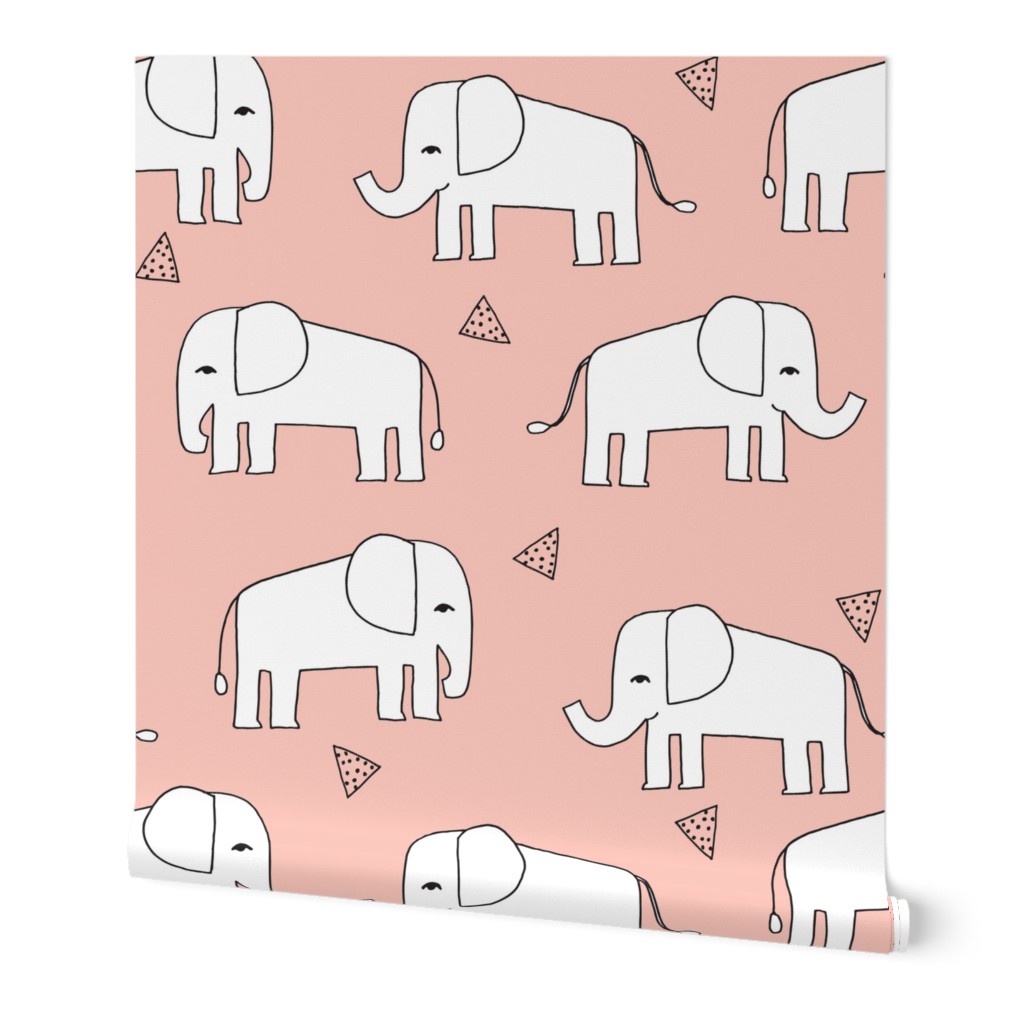 Elephant - Pale Pink/White by Andrea Lauren