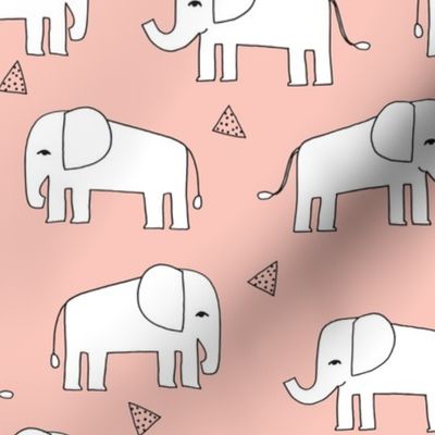 Elephant - Pale Pink/White by Andrea Lauren