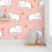 Elephant - Pale Pink/White by Andrea Lauren