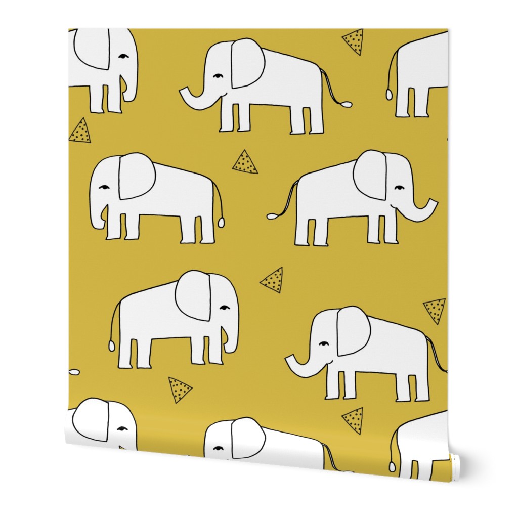 Elephant - Mustard/White by Andrea Lauren