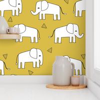 Elephant - Mustard/White by Andrea Lauren