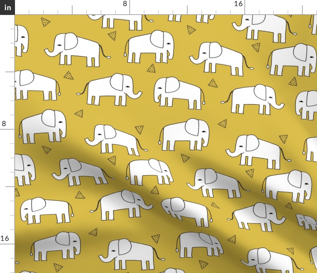 Elephant - Mustard/White by Andrea Lauren