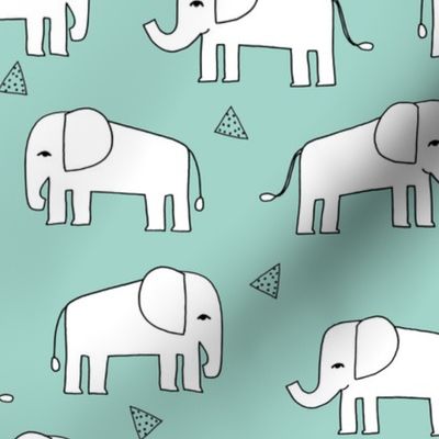 Elephant - Pale Turquoise/White by Andrea Lauren