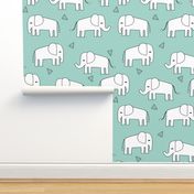 Elephant - Pale Turquoise/White by Andrea Lauren