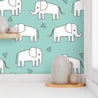 Elephant - Pale Turquoise/White by Andrea Lauren