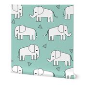 Elephant - Pale Turquoise/White by Andrea Lauren