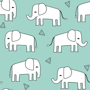 Elephant - Pale Turquoise/White by Andrea Lauren