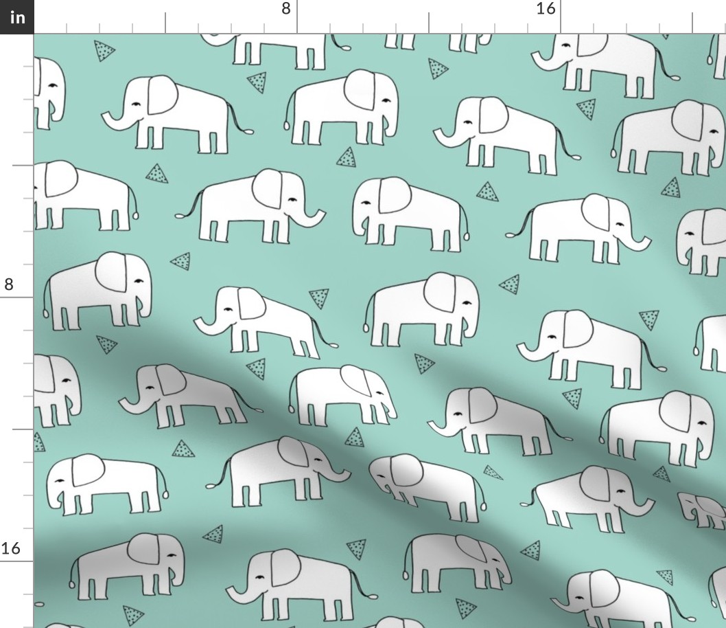 Elephant - Pale Turquoise/White by Andrea Lauren