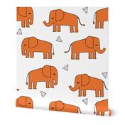 Elephants - Orange/White by Andrea Lauren