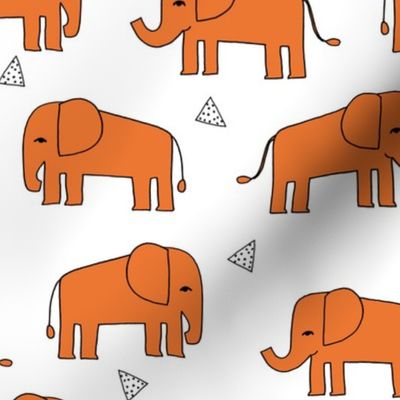 Elephants - Orange/White by Andrea Lauren