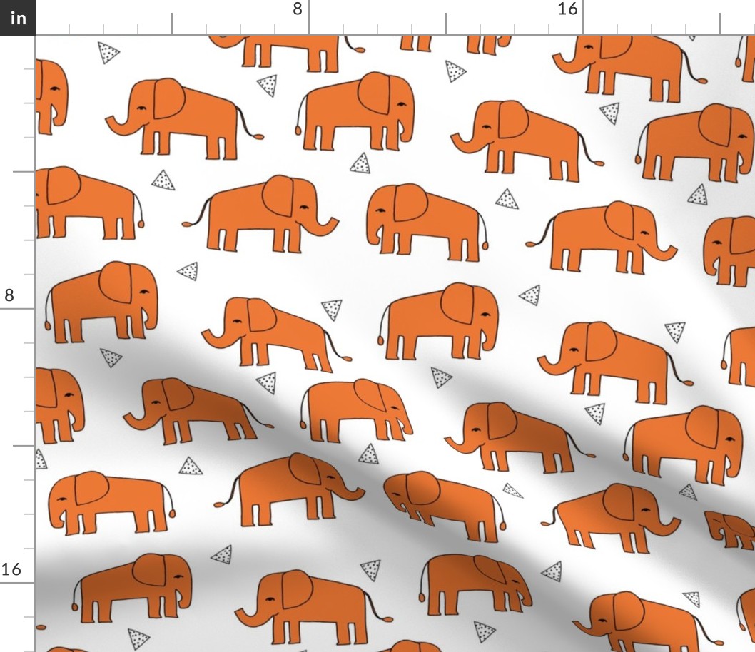 Elephants - Orange/White by Andrea Lauren