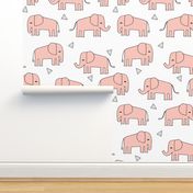 Elephant - Pale Pink by Andrea Lauren 