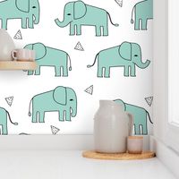 Elephant - Pale Turquoise by Andrea Lauren