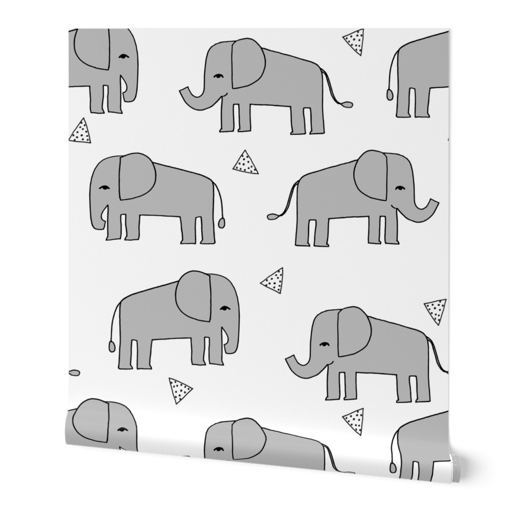 Elephants - Slate/White by Andrea Lauren