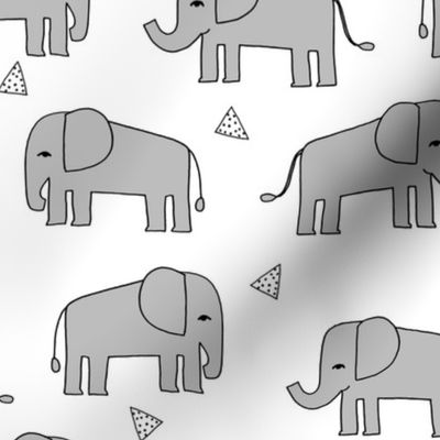 Elephants - Slate/White by Andrea Lauren