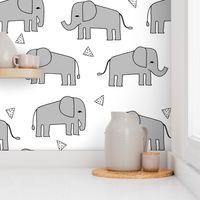 Elephants - Slate/White by Andrea Lauren