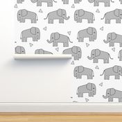 Elephants - Slate/White by Andrea Lauren