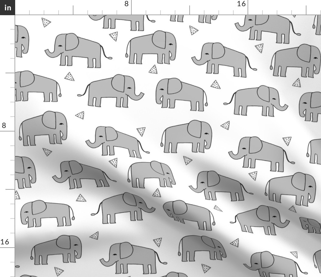 Elephants - Slate/White by Andrea Lauren