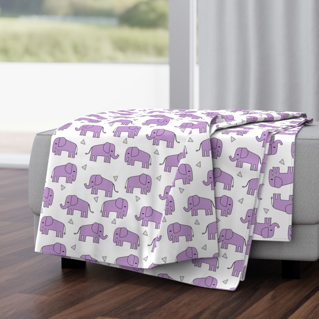 Elephants - Wisteria/White by Andrea Lauren