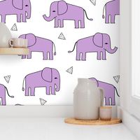 Elephants - Wisteria/White by Andrea Lauren