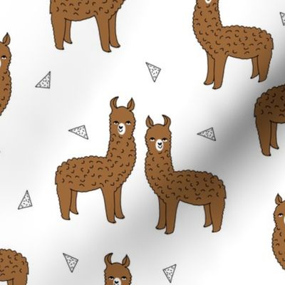 alpaca // brown alpaca fabric cute llamas fabric wool knitting illustration andrea lauren design cute animals fabric