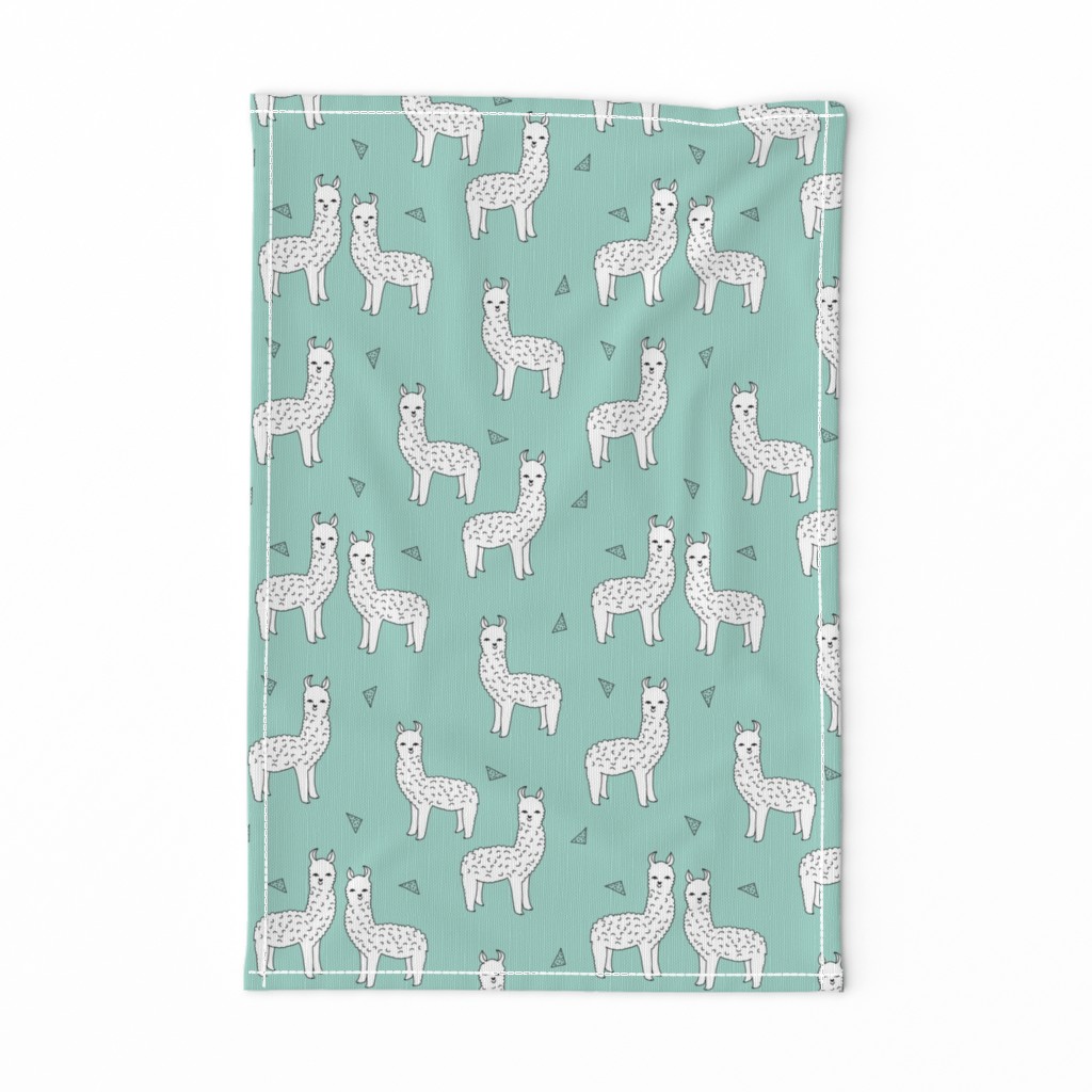 alpaca // mint alpaca fabric cute alpacas knit fabric nursery baby fabric andrea lauren design