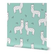 alpaca // mint alpaca fabric cute alpacas knit fabric nursery baby fabric andrea lauren design