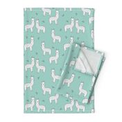 alpaca // mint alpaca fabric cute alpacas knit fabric nursery baby fabric andrea lauren design