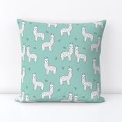 alpaca // mint alpaca fabric cute alpacas knit fabric nursery baby fabric andrea lauren design