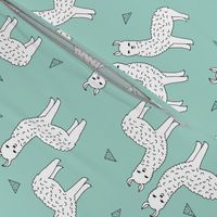 alpaca // mint alpaca fabric cute alpacas knit fabric nursery baby fabric andrea lauren design