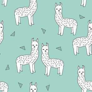 alpaca // mint alpaca fabric cute alpacas knit fabric nursery baby fabric andrea lauren design