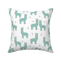 alpaca // mint green alpaca fabric cute mint llamas baby animals fabric best animal prints