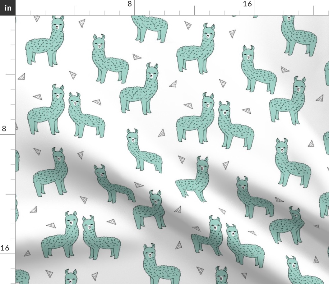 alpaca // mint green alpaca fabric cute mint llamas baby animals fabric best animal prints