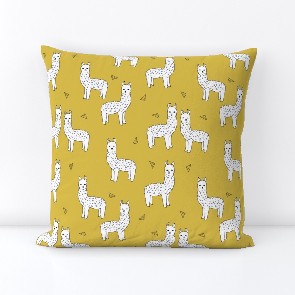 alpaca // mustard yellow alpaca fabric cute andrea lauren design llamas fabric nursery baby mustard yellow