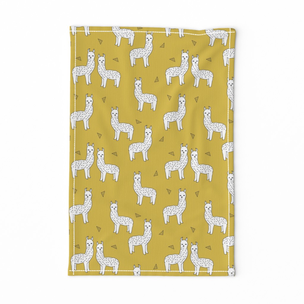 alpaca // mustard yellow alpaca fabric cute andrea lauren design llamas fabric nursery baby mustard yellow