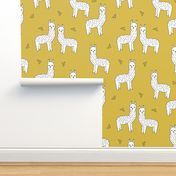 alpaca // mustard yellow alpaca fabric cute andrea lauren design llamas fabric nursery baby mustard yellow