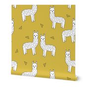 alpaca // mustard yellow alpaca fabric cute andrea lauren design llamas fabric nursery baby mustard yellow