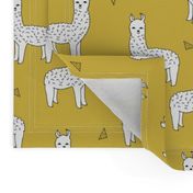 alpaca // mustard yellow alpaca fabric cute andrea lauren design llamas fabric nursery baby mustard yellow