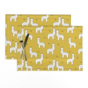 alpaca // mustard yellow alpaca fabric cute andrea lauren design llamas fabric nursery baby mustard yellow