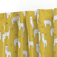 alpaca // mustard yellow alpaca fabric cute andrea lauren design llamas fabric nursery baby mustard yellow