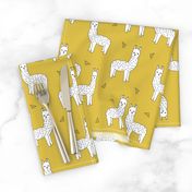 alpaca // mustard yellow alpaca fabric cute andrea lauren design llamas fabric nursery baby mustard yellow